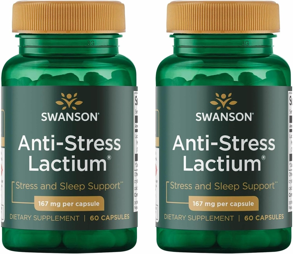Swanson Sieviešu pretstresa formula (Laktium) - palīdz pret stresu, veicina relaksāciju un atbalstu miegā - (60 kapsulas, 167 mg) 1 iepakojums (2 iepakojums)