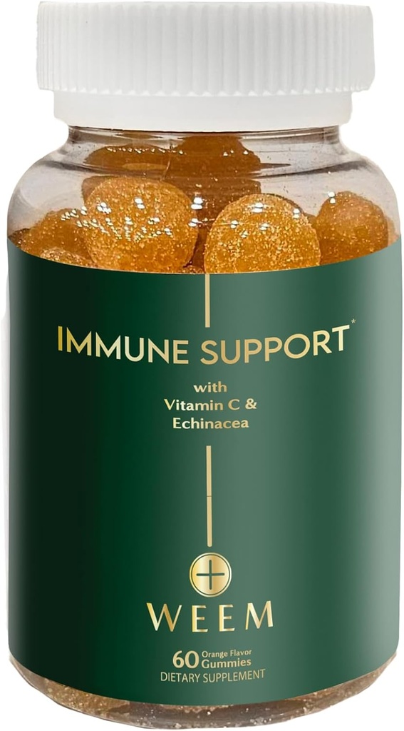 WEEM Imūnsupport Gumijas - C vitamīns - Cinka - Ehinācija - Veselības sistēmas atbalsts - Alternatīva tabletēm, bez lipekļa, dabisks papildinājums bērniem un pieaugušajiem - 1 iepakojums