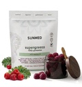 SUNMED Supergreens Dienas Gumijas – Wellness Blend ar Ashwagandha, Zaļā tēja, Spirulina, Probiotikas, Antioksidanti & Detox Atbalsts Immunity, Gut, ādas un smadzeņu veselība       ) Savvaļas aveņu, 60ct