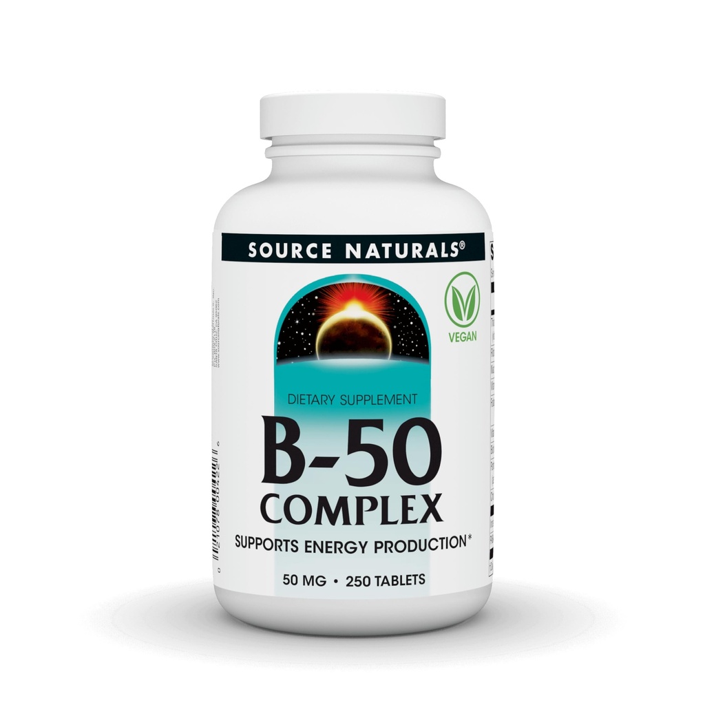 Avots Naturals B-50 Complex 50 mg B-vitamīni enerģijas ražošanas atbalstam - 250 tabletes