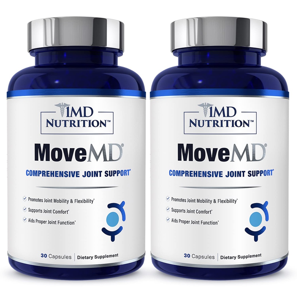 1MD Nutrition MoveMD - Kopīgais veselības papildinājums - Formulēts ārsts ar kolagēnu, astaksantīnu, un vēl 30 kapsulas (2-Iepakojums)