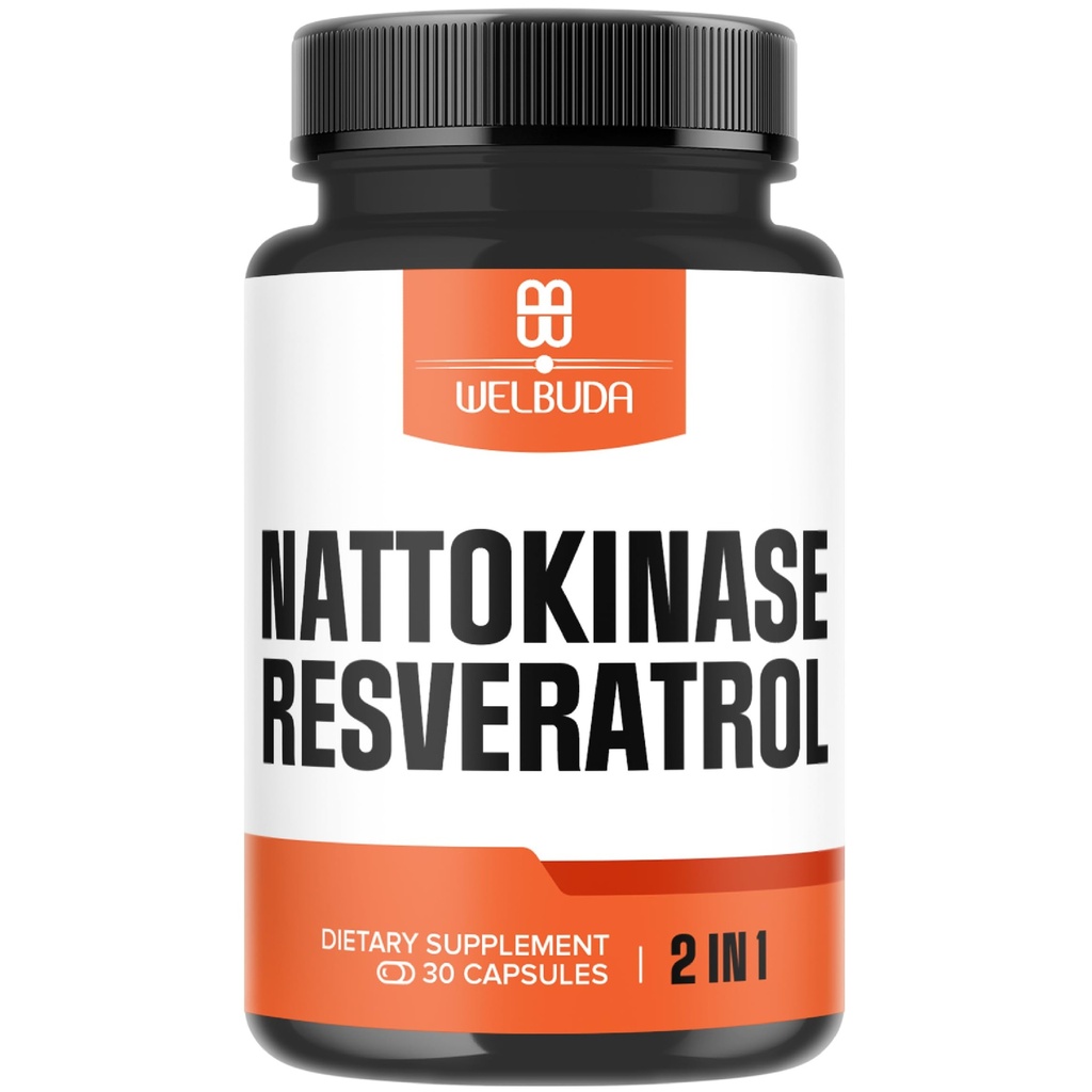 Nattokinase papildinājums 3300mg ar Trans-Resveratrol - Atbalsta Immunity sistēmu, Vesela sirds un ķermeņa līdzsvars - 30 Kalpo