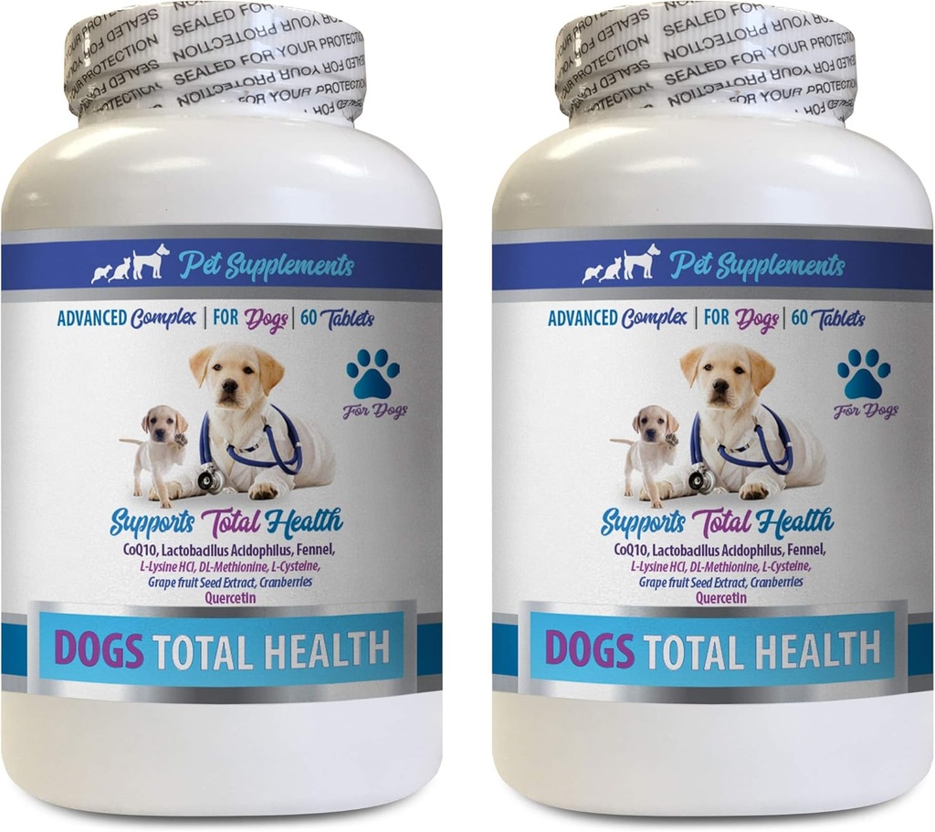 PET SUPPLEMENTS & UZTURĒŠANA LLC Dog Dental Hygiene - Suņi Kopējā veselības kontrole - Imūnsupport - Matu ādas nagus Mutes acu veselības formula - Mutisks kalciju suņiem - 2 pudeles (120 Ārstniecības)