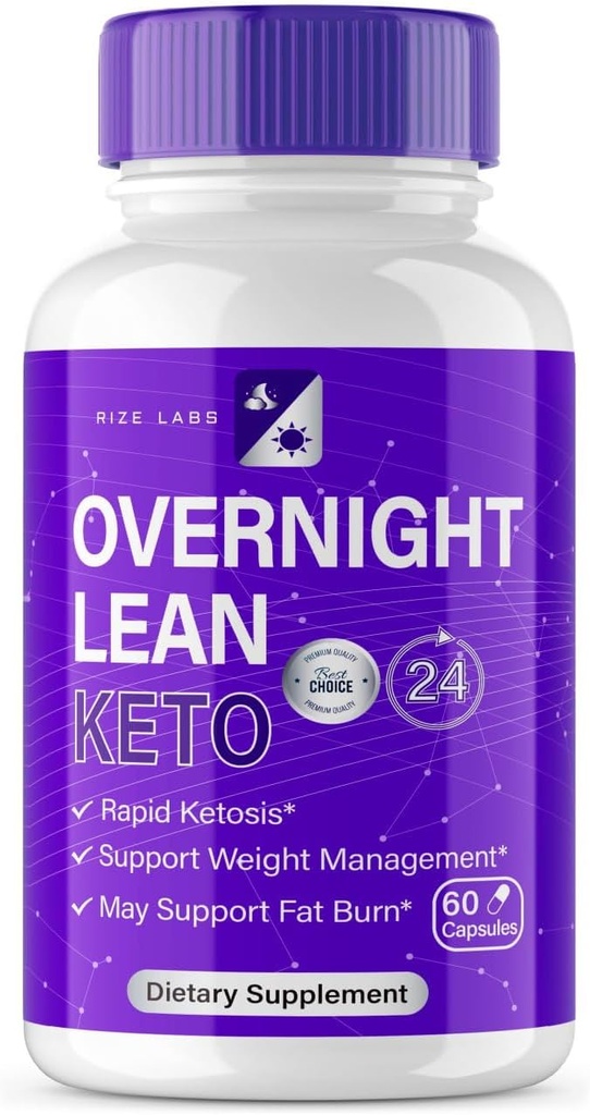 rize laboratorijas Nakšņošana Lean Keto Kapsulas - Nakšņošana Lean Svars Zaudējums Keto Tabletes Atbalsts Maksimālais spēks Formula Keto+ACV Papildu atsauksmes pār nakts Pastilla (60 kapsulas)
