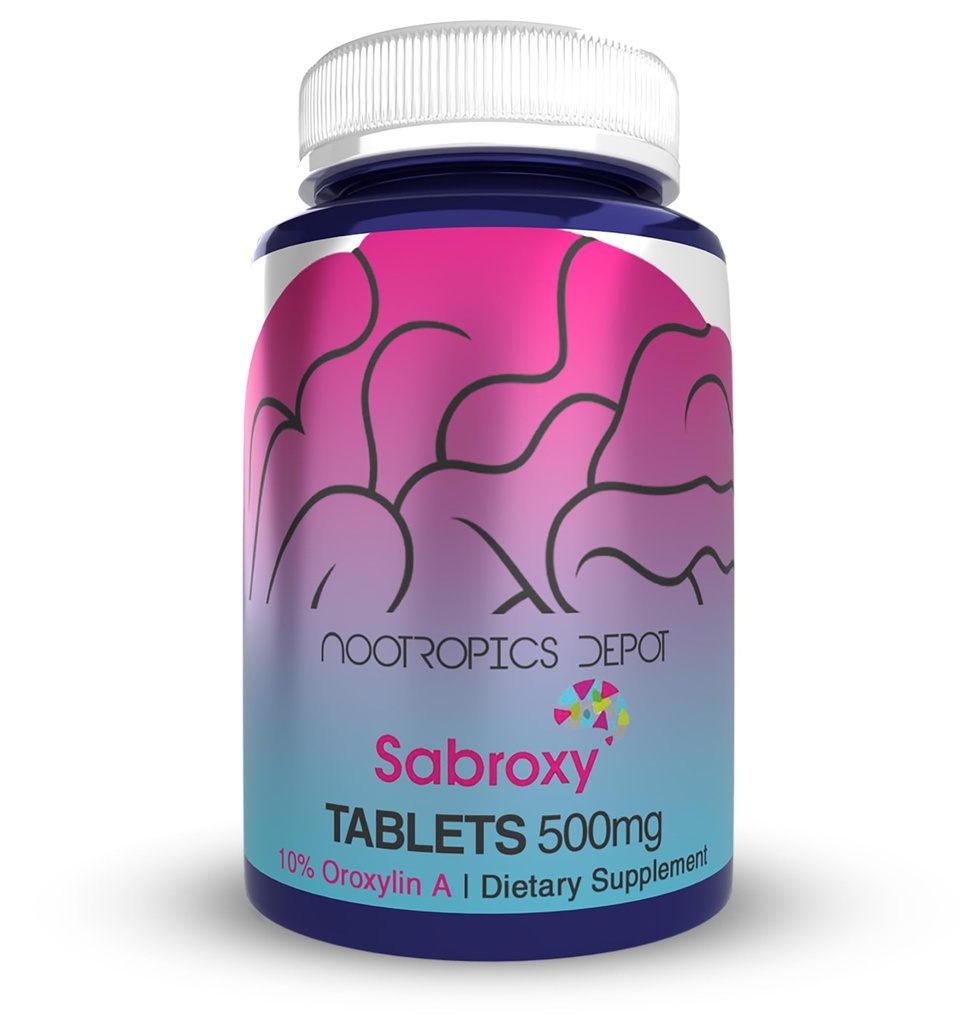 Nootrops Depot Sabroxy® tabletes - 500mg - 30 Skaits -- Minimums 10% Oroxylin- A -- Oroxylum indicum - Var palīdzēt veicināt fokusu un motivāciju -- Var palīdzēt veicināt kognitīvās funkcijas