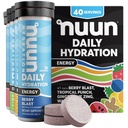 Nuun Energy Elektrolītu tabletes ar žeņšeņu, kofeīns no zaļās tējas ekstrakta, vitamīns B12, B6, B5, magnijs un 4 citi elektrolīti, bez glutēna un vegāns, jaukti uzlējumi, 4 iepakojumi (40 apkalpo kopā)
