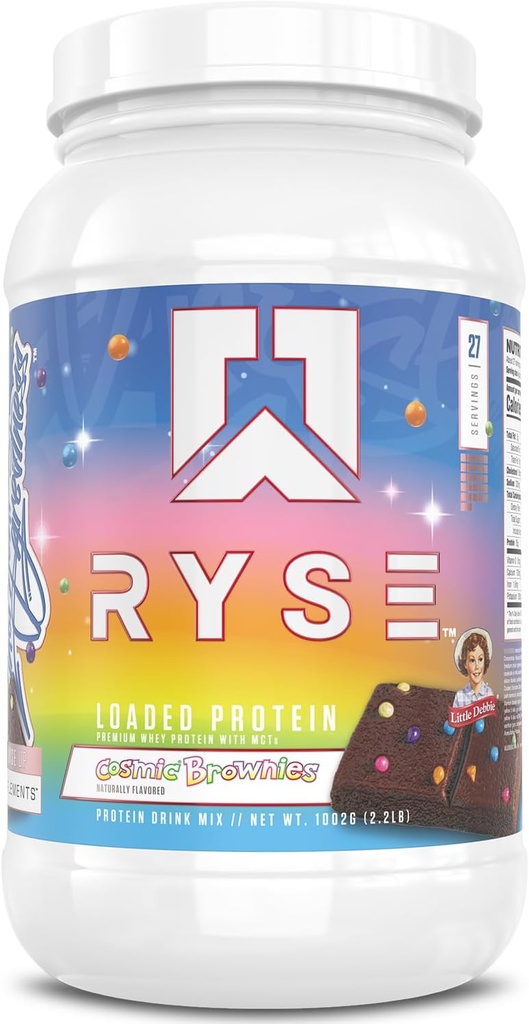 RYSE ielādēts proteīna pulveris - maz Debbie cosmic Brownie - 25g sūkalu proteīns Izolāts & Koncentrāts ar prebiotisko Fiber & MCT - zems ogļhidrātu, zems cukurs, gremošanas-draudzīgi - 27 Kalpo / 2 lb Tub