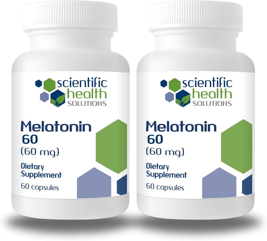 Melatonīns 60 mg ; Augstas devas melatonīns viegli samitrināmās kapsulās; Vegāns, ne-GMO un bez glutēna;