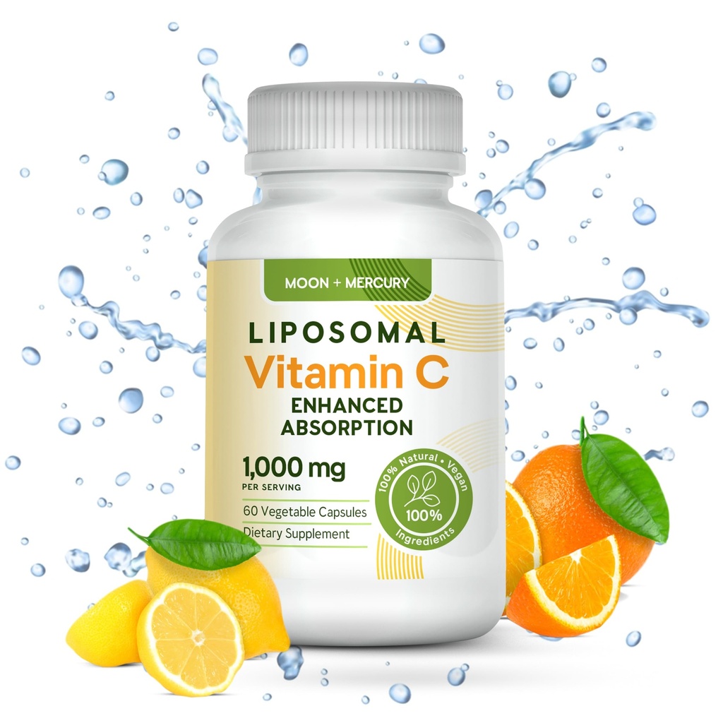 Liposomālās - vitamīns c 1000 mg - 60 Vitamīni c Kapsulas - augstāka absorbcija, biopieejamība liposomālā vitamīns c Mēness un dzīvsudraba