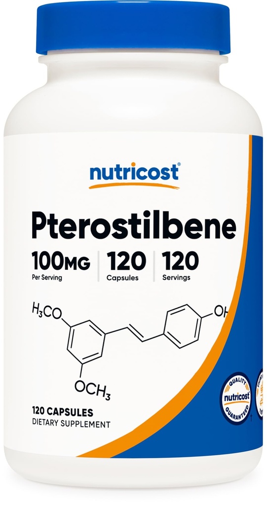 Nutricost Pterostilbene 100mg, 120 kapsulas - bez GMO, bez lipekļa