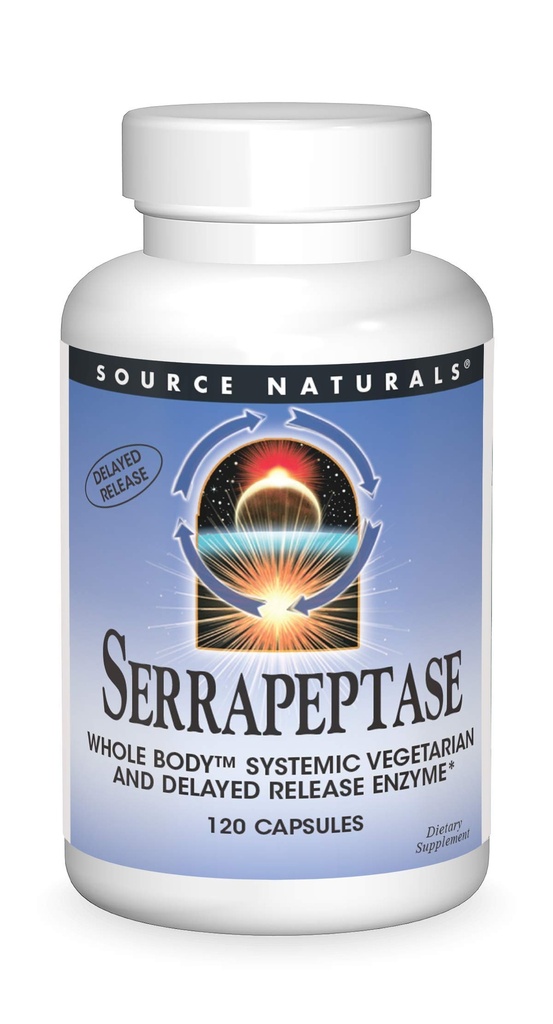 Avots Naturals Serapeptāze - aizkavētas izdalīšanās enzīmi - 120 Veģetārās kapsulas
