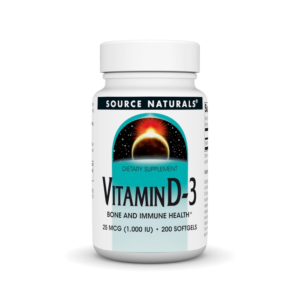 Avots Naturals Vitamīns D-3 1000 iu Atbalsta kaulu un imūno veselību* - 200 Softgels