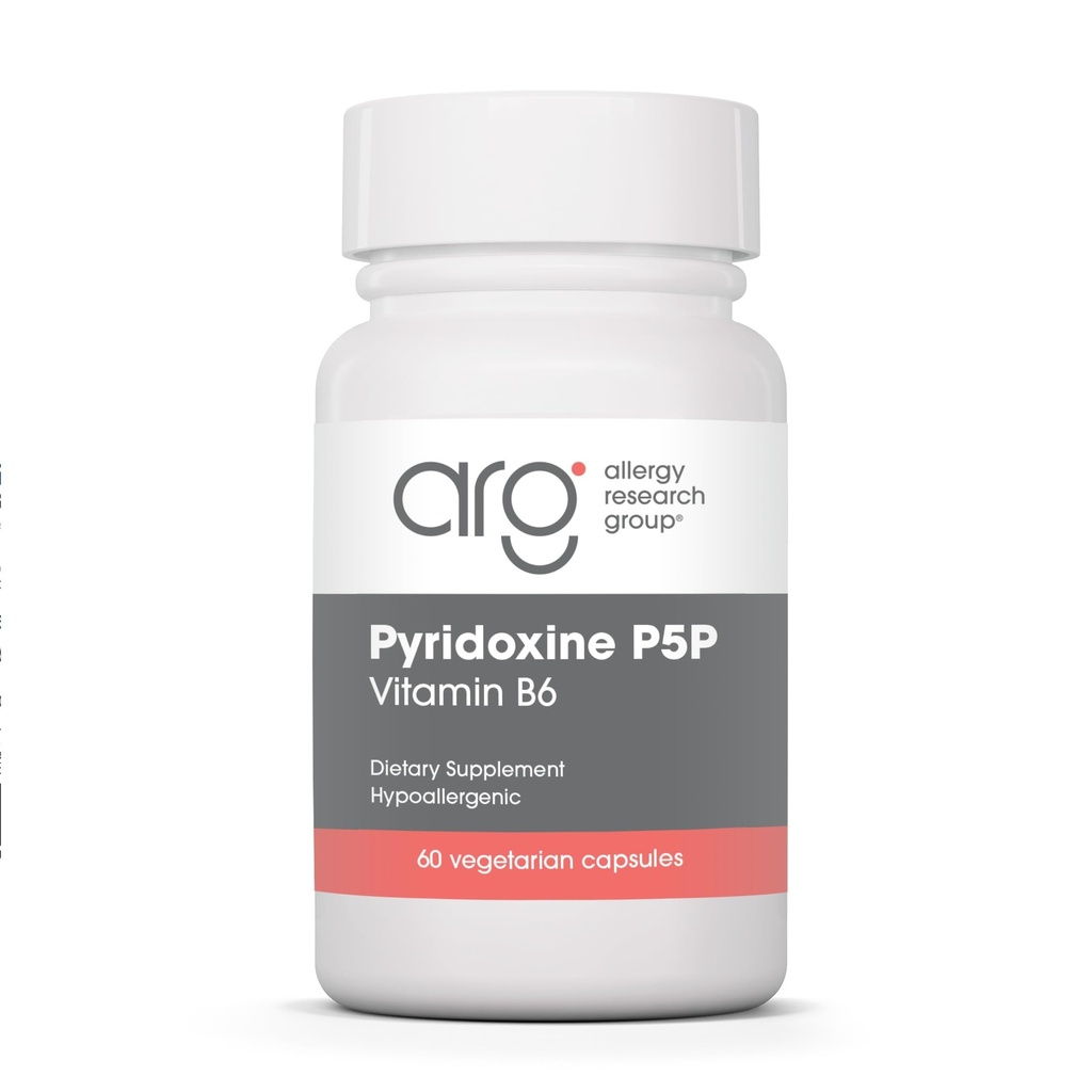 Alerģijas pētījumu grupas piridoksīna P5P papildinājums - aktīvais vitamīns B6 275mg, piridoksāls-5-fosfāts, vielmaiņas atbalsts, hipoalerģiskas, veģetārās kapsulas - 60 Skaits