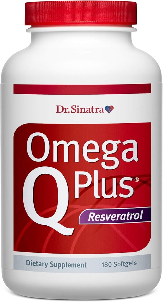 Dr. Sinatra Omega Q Plus Resveratrol - Omega 3 papildinājums ar CoQ10 un Resveratrol - veicina visaptverošu sirds un visa ķermeņa veselību, lai palīdzētu Jums novecot labi (180 softgels)