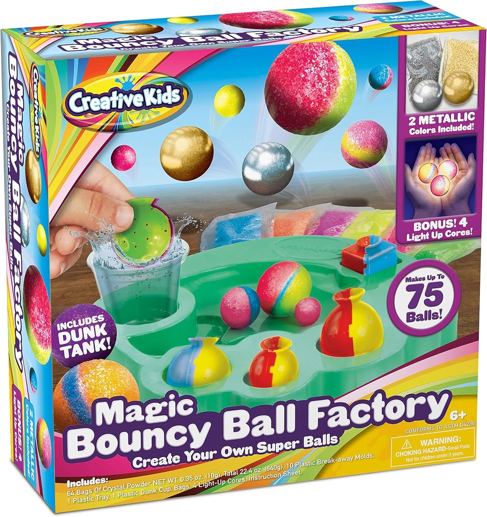 Burvju bumbiņu fabrikas komplekts - pagatavo 75 apdullināšanas DIY Bouncy bumbas, bāku bumbas! Science komplekti bērniem, Perfect for Science Projects and Science Partys!