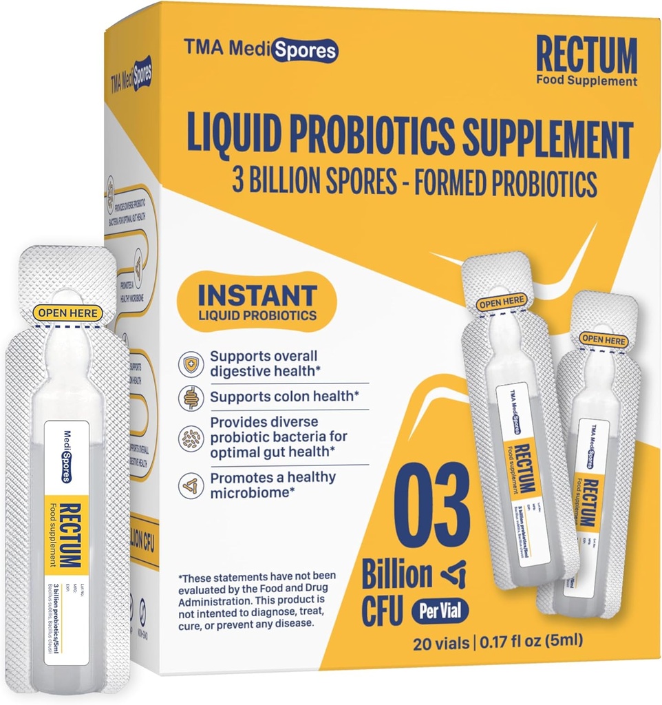 Rectum Augsnes bāzes probiotikas Šķidruma atbalsts Gut Veselība*: Atvieglojums kuņģī, efekts uz uzpūšanos,Immune & Support Long Laving Digestive Health,Dienas dzēriens pieaugušajiem/bērniem,20 flakoni (3 miljardi KVV/flakonu)