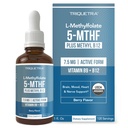 Organic L Metilfolāts 7,5 mg Plus Metil-B12 Kofaktors - Metaboliski aktīva 5-MTHF forma, Folāta augstākā forma - Organisks ogu uzlējums, šķidrā sublingvālā forma – Kokotējums, metilācija (1oz)