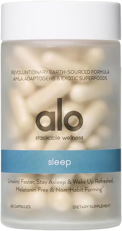 Alo Yoga Sweet Sleep Melatonīna bezmaksas Miega atbalsts ar Aquamin® Magniju, GABA & L-Teanīnu              - 60 kapsulas