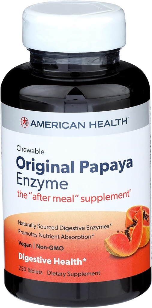 Amerikas veselības Papaijas enzīmi Plus, 250 CT