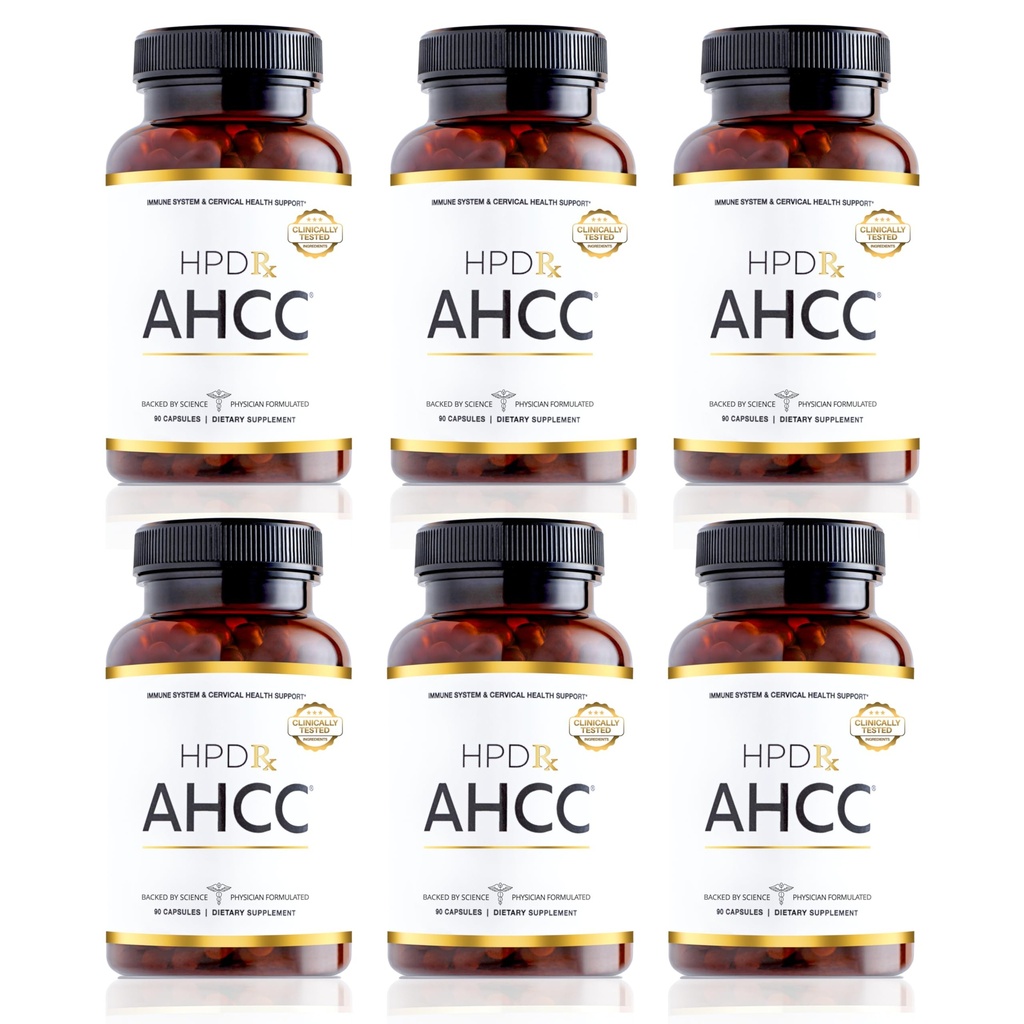 HPD Rx Premium AHCC & Shiitake Mushroom 1100 mg per Servējuma papildinājums, Dabīgs imunitātes pastiprinātājs, uztur dabas killer šūnu aktivitāti -- AHCC ir pierādīta 30+ pētījumos - 180 dienu piegādes, 6-iepakojums