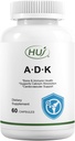 HUJ ADK papildinājums, 60 kapsulas, kalcijs, A, D3, K2 vitamīns (MK-7)