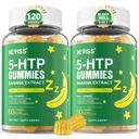 5-HTP Gumijas + GABA - bez melatonīna - relaksācija Gumijas ar banānu ekstraktu, L-teanīnu, L-triptofānu, D3 vitamīnu veselīgam atpūtas ciklam un Circadian ritmu, smadzeņu funkciju un muskuļu relaksāciju, iepakojumā 2