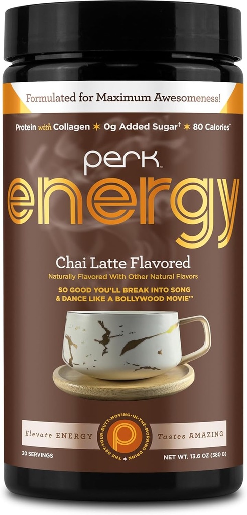 Perk enerģija Oriģināls Chai Latte aromatizēts dzēriens Pulveris (20 Servē) - Bez lipekļa, bez zemesrieksta