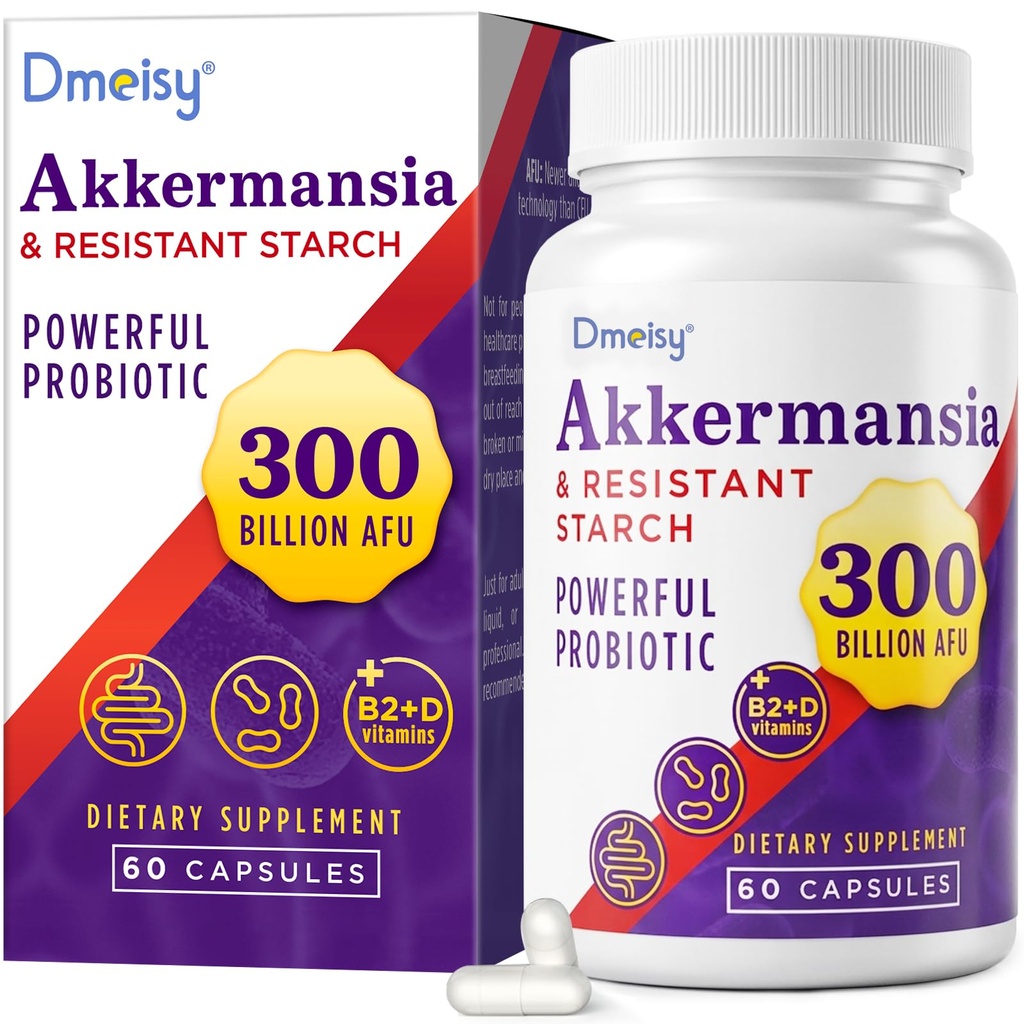 GLP ONE papildinājums - 300 miljardi AFU Akkermansia Muciniphila, Akkermansia Probiotika sievietēm un vīriešiem, Boost, Digestive, Gut, Immunity, Uzlabo Gut Lining funkcija & Zarnu sienas, 60 Count