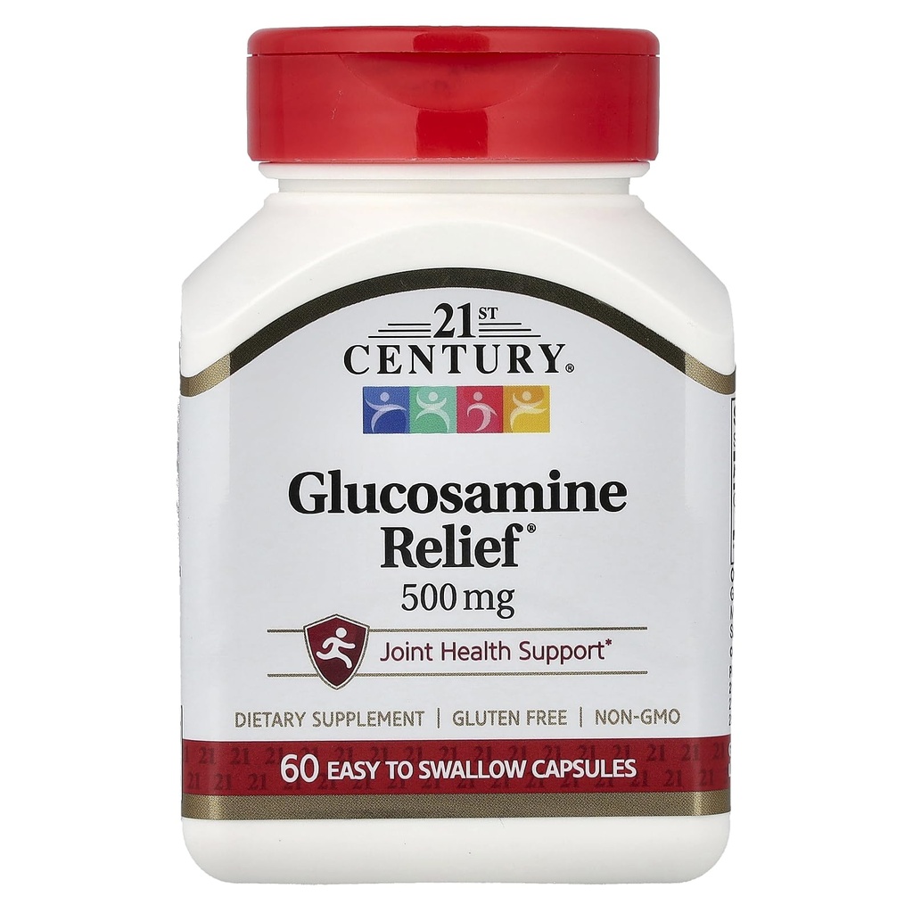 21. gadsimts Glikozamīna atvieglojums, 500 mg, 60 Viegli norīt kapsulas