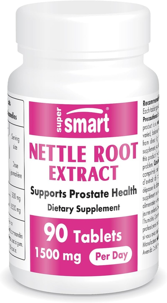 Supersmart - Nattle Root ekstrakts 1500 mg dienā - ekstrakts no stinging Nattle Root - atbalsts Veselība Urīna Tract - Prostata papildinājumi vīriešiem - Ne-GMO - 90 tabletes.