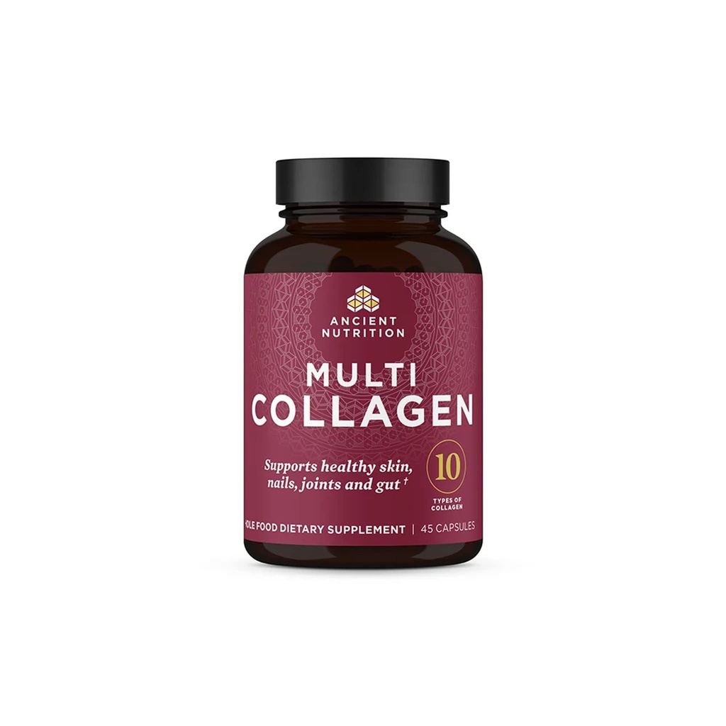 Ancient Nutrition Collagen Pills Peptides Pulvera papildinājums, 45 Skaits, Hidrolizēts Multi Collagen Pills, tips I, II, II, V & X, Atbalsta Veselīgas ādas un nagus, Gut Health un Location Support