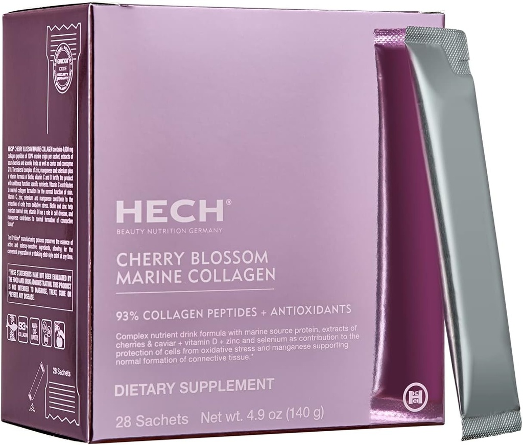 Cherry Blossom Marine Collagen - Dzēriens Sachets Youthful Glow ar 4600 mg Marine Collagen un antioksidants Matrix ar dabas augu ekstraktiem