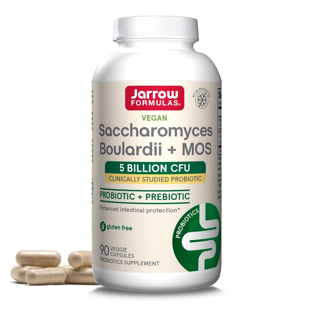 Jarow Formulas Saccharomyces Boulardii + MOS Probiotikas gremošanas veselībai un zarnu tract Support - 5 miljardi KVV Per Servē - 90 Aizkavēts Release Caps - Probiotic + Prebiotic - 90 Servējumi