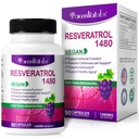 100% dabīgs Resveratrol - 1480mg Per Servē, 90 Veggie kapsulas, 99% Pure Trans-Resveratrol, Antioksidants veselīgai novecošanai, smadzeņu un sirds atbalsts