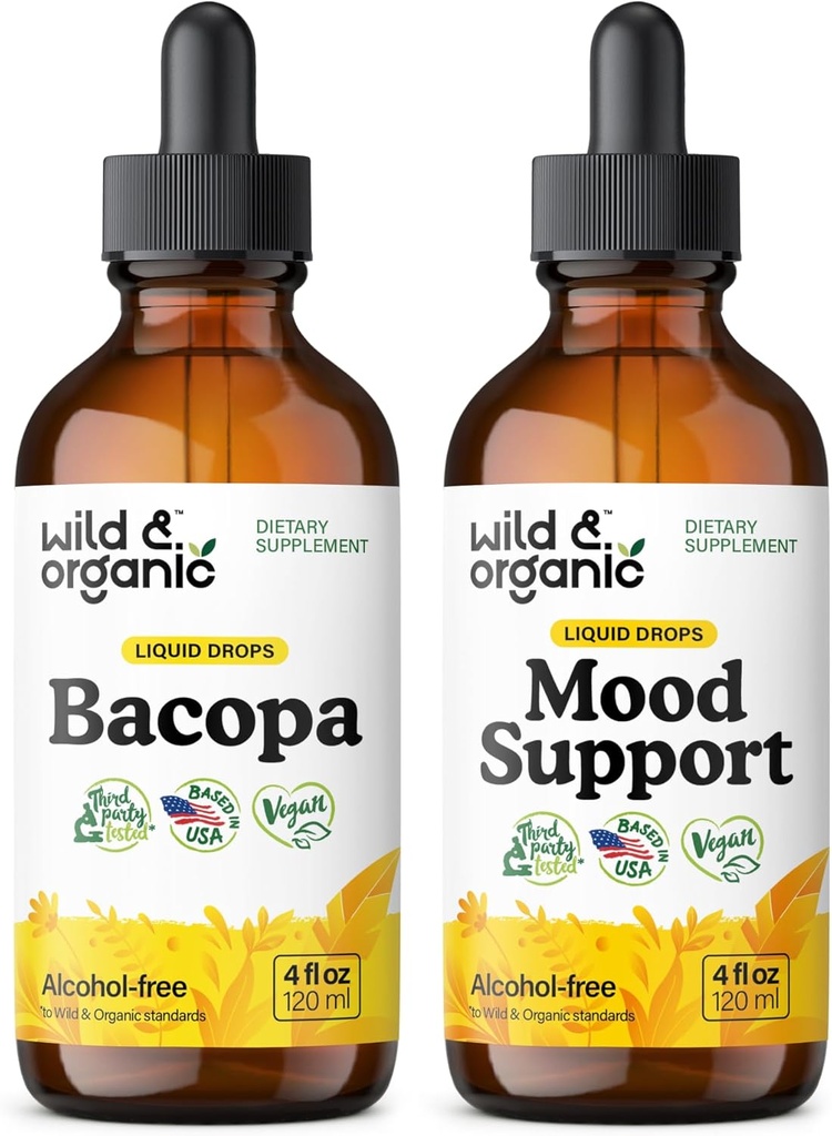 Savvaļas un organiskās bakopas Tincture 4 fl oz & Mood Support Tincture 4 fl oz