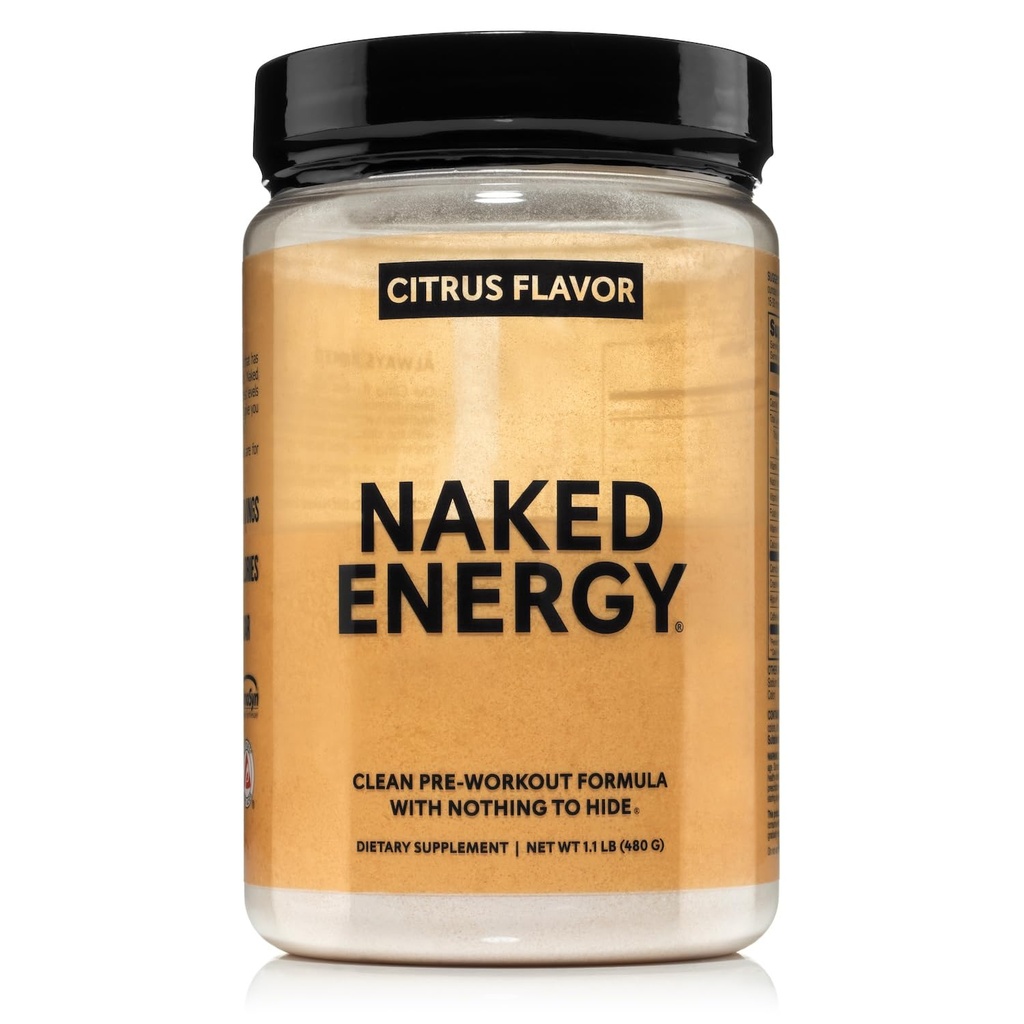 NAKED Citrus Energy - Citrus aromatizēts tīrs pirms treniņa papildinājums vīriešiem un sievietēm, Vegan Friendly, Nav pievienots saldinātāji, krāsas vai Flavors - 30 Kalpo