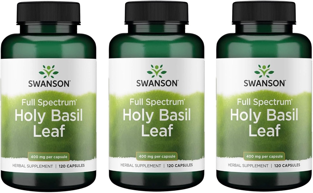 Swanson Holy Basil Leaf (Tulsi) - (120 kapsulas, 800 mg Per Serving) 3 iepakojumi