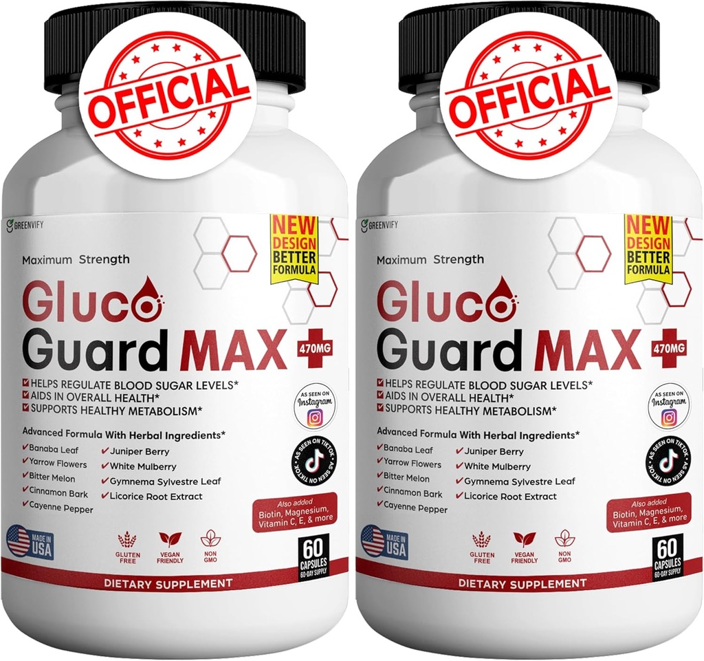 Gluco Guard Max Daily Wellness Atbalsta Papildinājums ar vitamīniem, minerālvielām un herbs – Hroms, Magnijs, Banaba, Bitter Melon, un Cinks – Bez GMO, lipekļa-free – 120 kapsulas