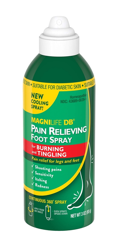 MagniLife DB sāpes relieving Foot Spray, protams, Dzesēšanas sāpes atvieglošana uz nomierinošu dedzināšana un tirpšana, Piemērota Diabētiskā āda - 3oz
