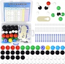 136pcs Organiskā ķīmija Molekulārais modelis Studentu un skolotāju neorganiskā un organiskā akadēmiskā ķīmija Izglītība 59 Atomi & 76 Saites Bondi & 1 Link Attoms Remoper