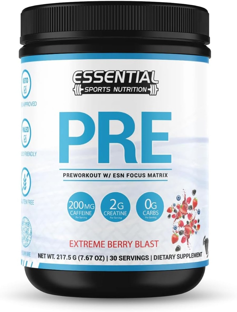 Pirms treniņa ar kreatīnu, fokusa formulu un 200 mg kofeīna (n/a, extreme Berry domnas)