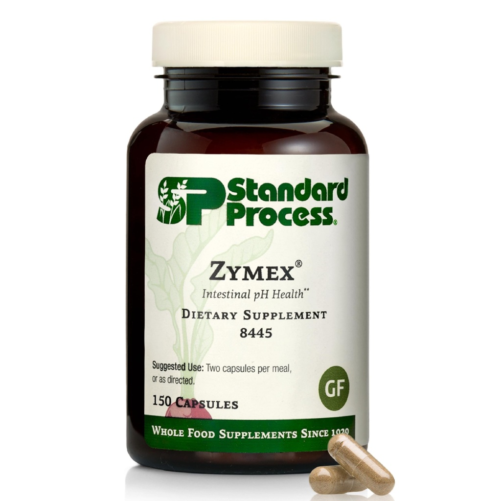 Standarta process Zymex kapsulas - Gremošanas veselības atbalsts - Atbalsta Zarnu veselība & Līdzsvarots pH - Gut Veselības Papildinājums ar Rice Bran, Spāņu Moss, Burkāni un Bites - Non-Dairy - 150 Kapsulas