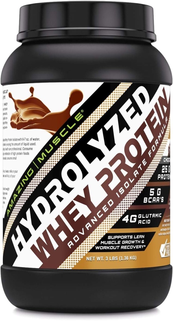 Amazing Muskuļi Ultra Pure Hidrolizēts sūkalu proteīns Izolāts * Atbalsta Lean Muskuļu augšanu un strauju atjaunošanos (šokolāde)