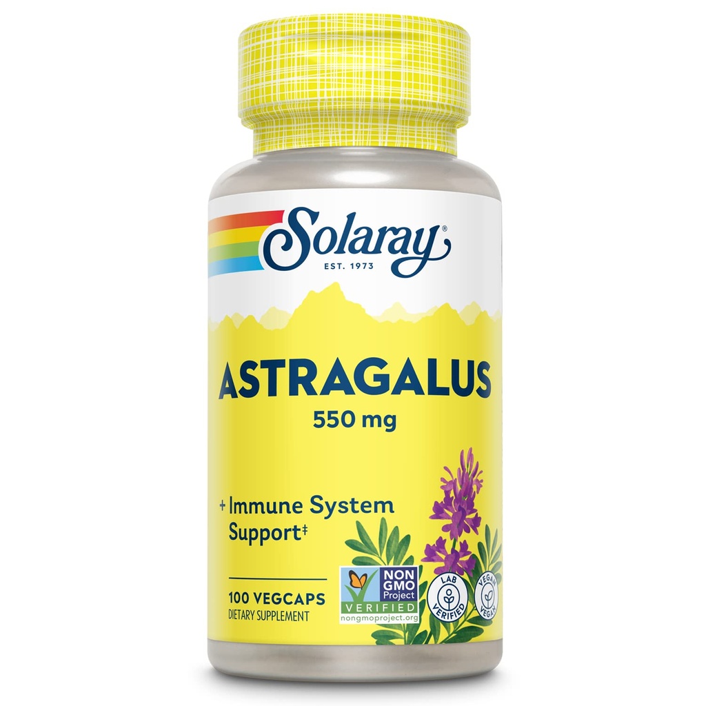SOLARAY Astragalus Root 550mg ; Veselīgas imūnās funkcijas un stresa atbalsts ; Adaptogen Herb ; Non-GMO & Vegan; 100 VegCaps