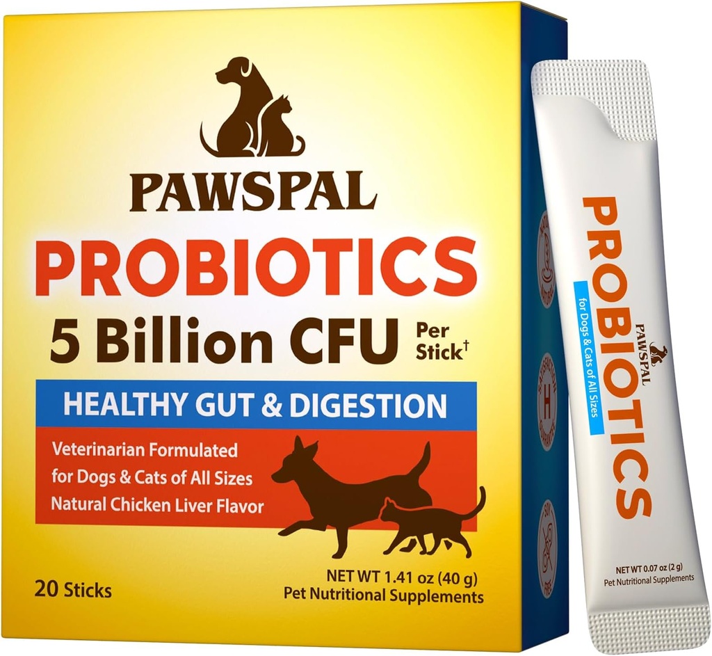 Probiotikas suņiem un kaķiem, 5 miljardu KVV, Veterinārārsts Formulēts, Gremošanas un Imūnās veselības, Gut Flora līdzsvars, Visi dabas probiotikas pulveris, Vistas aknu Flavor, 20 Sticks