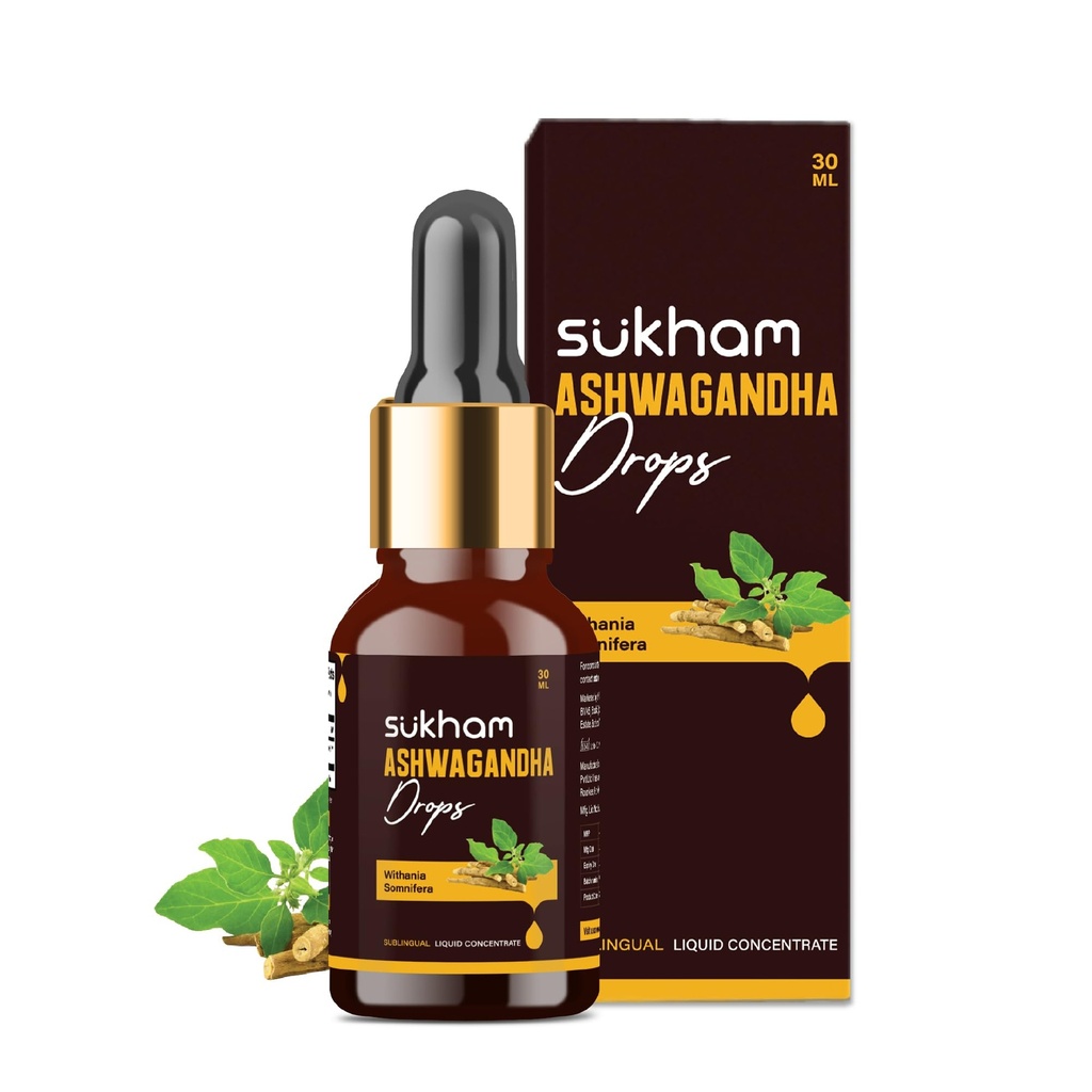 Ashwagandha šķidruma pilieni- Ashwagandha Saknes ekstrakts - 3rd Party Lab pārbaudīts -- Labāka enerģija & Immunity - 1 FL.OZ (40 Kalpo)- ar Witanolides un Witaferins
