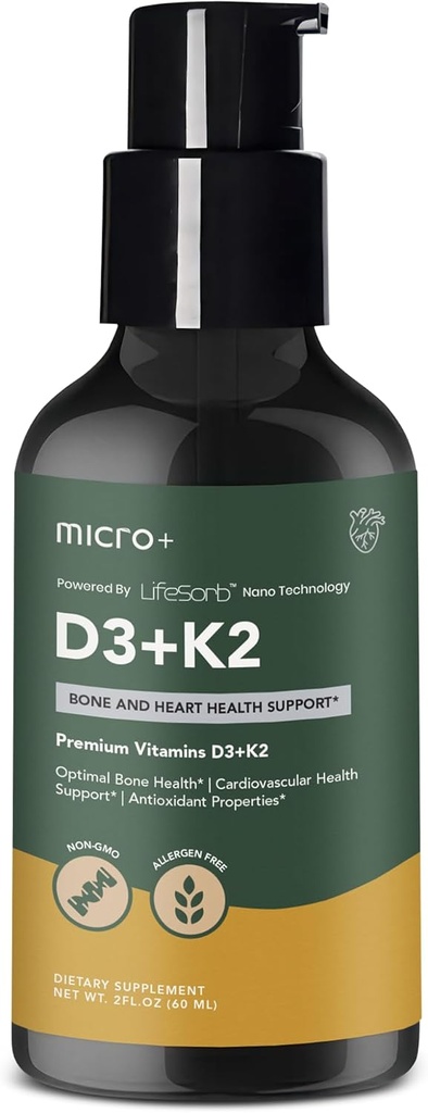 D3K2+ ar Micro+ vitamīnu papildinājumu ar LifeSorb tehnoloģiju - D3 K2 papildinājums, kaulu un imūnā veselība