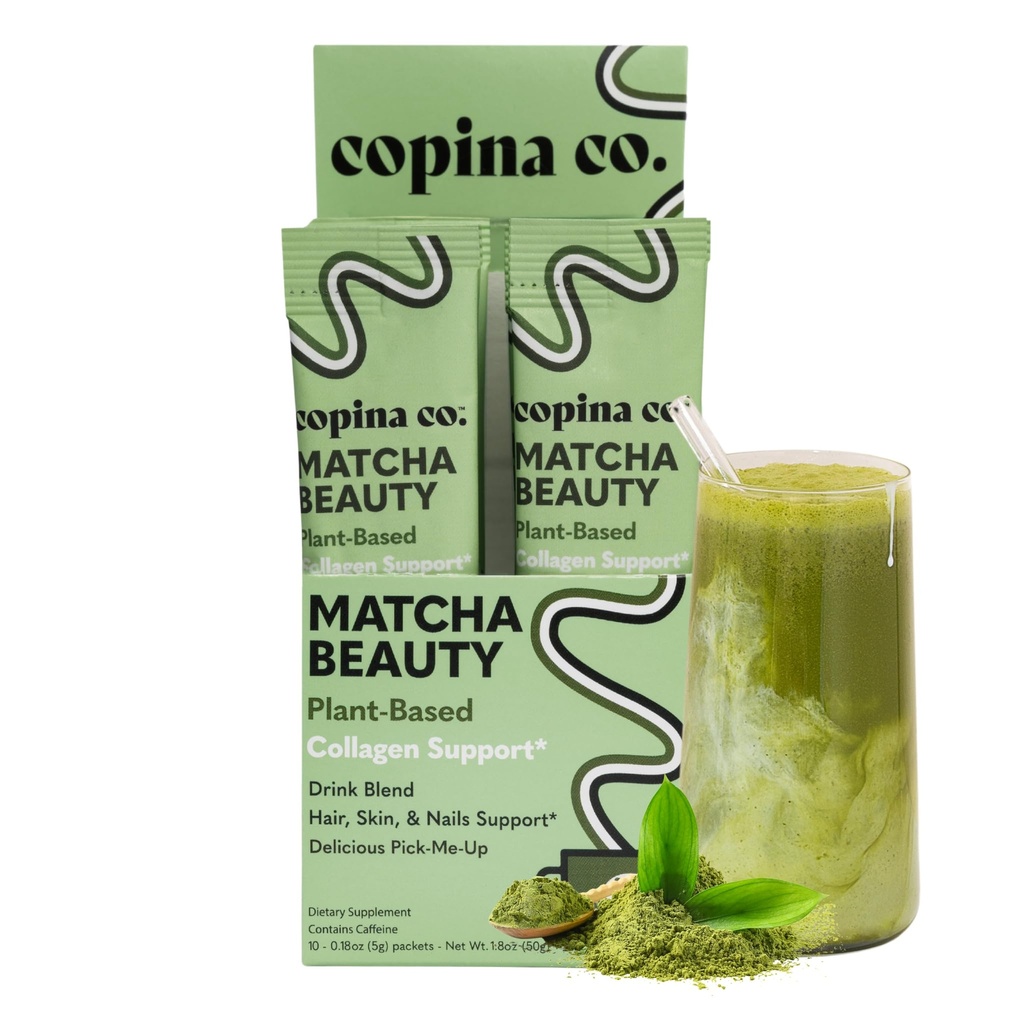 Copina Co. Matcha Beauty Vegan kolagēns Booster Drink Blend: Augu bāzes kolagēns Atbalsts Smoothie Drink Vegan Blend Variety Pack 
