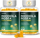 2 Iepakojums Bezcukura Rhodiola Rosea Gumies 1000mg, Rhodiola Rosea Papildinājums sievietēm un vīriešiem, Atbalsts izturība, Mood & Energy, Non-GMO, Vegan, 120 Count