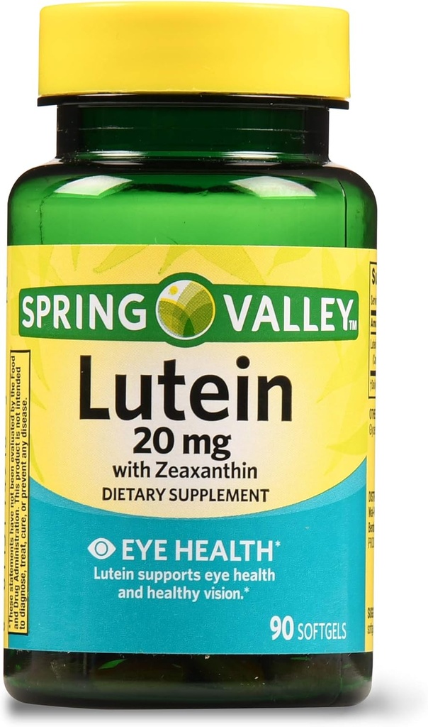 Spring Valley Lutein ar Zeaxanthin Diētiskā Papildinājums, 20 mg, 90 Skaits